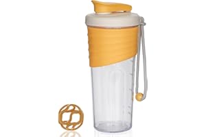 OUOUMUF Premium Protein Shaker - Hochwertiges Design, Leicht zu Reinigen, Auslaufsicher, Effektive Proteinmischung - 700ml(Gelb)