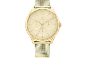 Tommy Hilfiger Analogowy wielofunkcyjny zegarek kwarcowy dla kobiet z bransoletką z siatki ze stali nierdzewnej w kolorze złota - 1782458, Jasne Złoto, 1782458-AMZUK