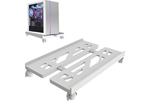 Qcdou Supporto per Computer Desktop, Supporto per PC con 4 Ruote Girevoli, CPU Tower Holder Cart, Universale, Fisso Regolabile, Protegge da Polvere e Sporco - per la Casa e L'Ufficio(Bianco)