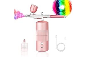 LIARTY Airbrush Kit Machine with Compressor, Rechargeable Handheld Airbrush, Professional Cordless Air Brush Portable Wireless for Nail Art, Makeup, Barber, Cake Decor, Painting (Pink)