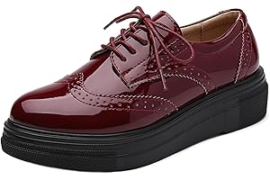 DADAWEN Femme Chaussures de Ville à Lacets Brogues Derbies Mocassins en Cuir Casual Mode Antidérapantes