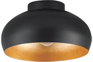 EGLO lampa sufitowa Mogano 2, lampa sufitowa o mocy 1 światła, lampa do salonu z metalu w kolorze czarnym i złotym, lampa sufitowa do hali, oświetlenie sufitowe z oprawą E27