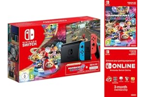Nintendo Switch Neon Red/Neon Blue with Mario Kart 8 Deluxe and 3 Month Nintendo Switch Online Membership