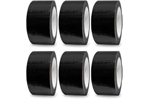 G4GOODS® 6 Rolls of Black Duct Tape 50mm x 50m - Heavy Duty Gaffer Tape Waterproof Anti-Tear Strong Adhesive Gaffa Tape for Sealing Repairing Packing Moving Gaffer's Tape for Home Office Use