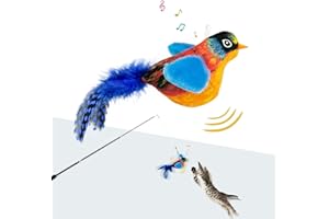 TOHDNC Gatto Uccello giocattolo con bastone per gatti, simulazione uccelli volanti gatto giocattolo interattivo con piume, giocattolo interattivo per gatti per interni gattini esercizio