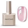 MAYCHAO 15ML Cat Eye Gel Nail Polish 1Pc Glassy Pink Magnetic Nail Polish with Magnet Soak off Holographic Cat Eye Gel Polish for Nail Art Manicure Salon DIY at Home