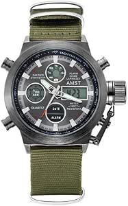 AMST lusso del Mens orologio sportivo a tre a sei pin banda calendario  tessere orologio militare impermeabile : Amazon.it: Orologi