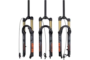 BOLANY 27.5/29inch Bike Suspension Fork 120mm Travel 28.6mm (1-1/8inch)*220mm Thread-Less Straight Steerer 9mm QR*100mm Spacing Disc Brake Version MTB Air Forks