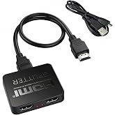 HDMI Splitter 1 Input to 2 Output, HDMI Adapter 4K to 30Hz, 3D 1080p | For 2 monitors at once, HDMI distributor 1 input to 2