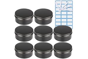 ZEOABSY 20 Piezas Tarros de Aluminio con Tapa Rosca 150ml, Negro Mate Tarros de Aluminio Vacíos Redondo para Contenedor De Cosméticos Cremas Caja de almacenaje con 5 Espátula y 1 Etiqueta