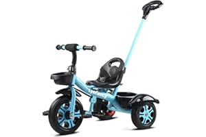 Lyefancy Kids Tricycle for 2-5 Years Old, Kids Trike with Basket and Removable Pedal, Toddler Tricycle 3 Wheel Bike Children Riding on Toys, for Boys Girls (Blue with Push Handle)