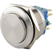 SeKi Edelstahl Druckschalter 25mm - Rastender Taster Mit Lötanschluss