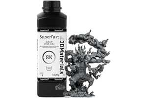 SuperFast 8K 22um Auflösung Wasserabwaschbares Harz, 0,5 Sek. Druck (50 um), hergestellt in Korea von 3DMaterials (1000g, Grau)