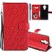 Produktbild COTDINFOR Huawei Mate 9 Hülle für Mädchen Elegant Retro Pure Farbe Glück Blumen Drucken Design Lederhülle cool Schutzhülle Premium PU Leder Flip Bookcase Handy Tasche Schale mit Magnet Standfunktion Schutz Etui für Huawei Mate 9 Red Rattan KT.