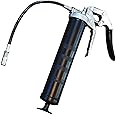 Pistol Grip Grease Gun Heavy Duty 5000 Psi with Flexible Hose and Coupler, for one Hand Operation, for 400g Grease Cartridges or Bulk Loading, by Agri-Linc