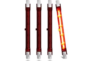 DoRight Ampoule Chauffante Rubis 500w R7s, Ampoules Chauffantes à Quartz Infrarouge 118mm 240v R7 Lampe Chauffante Halogène Dimmable pour Chauffage de Jardin Intérieur/Extérieur (Paquet de 4)