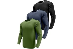 BOYZN Herren 3er Pack Langarmshirt T-Shirts, UPF 50+ UV Schutz Schnelltrocknend Funktionsshirt Laufshirts, Atmungsaktiv Langarm Sportshirt Gym Running Top Outdoor Workout Fitness Oberteil für Männer