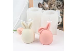 ‎FOHYLOY 2 Stücke Ostern Kaninchen Silikonform, 3D Silikonform Kerzen Gießen Formen, DIY Osterhase Kerzenform Silikon Seifenform für Aromatherapie, Schokolade, Seife, Ostergeschenke (2 Stück)