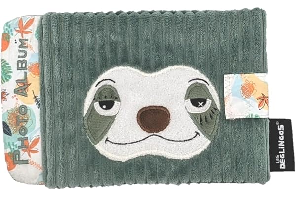 Les Déglingos - Album Photos Bébé Chillos le paresseux -10 Pochettes 10x15cm - Idéal crèche - Puériculture - Rembourrage Recyclé - Vert