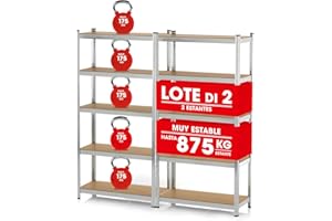 EASYmaxx Estantería Pesada Set de 2, 180x90x40cm | 1750kg Capacidad de Carga, 175kg por Nivel | Estantería de Almacenamiento, estantería de Bodega, Banco de Trabajo | 10 estantes Ajustables