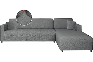 Ystyle Funda Sofa Chaise Longue Ajustables Izquierdo Derecho, Cubre Sofa Chaise Longue, 2 Piezas Protector Sofa Elasticas ChaiseLongue, Funda Sofa L (3 Plazas+3 Plazas, Gris Claro)