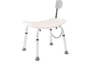 Arebos Duschhocker | Höhenverstellbar | Aluminium-Rahmen | Anti-Rutsch-Gummifüße | Sitzfläche mit Sicherheitsgriffen | Duschhilfe | Duschstuhl | Duschsitz | Badhocker | Badewaannensitz | für Senioren