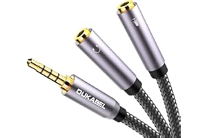 DuKabel Adapter audio mikrofon Combo adapter do zestawu słuchawkowego PC gamingowego 3,5 mm jack Y rozdzielacz kabel (2 x gniazdo jack TRS na wtyczkę jack TRRS) do PS4, Xbox One, telefonu komórkowego