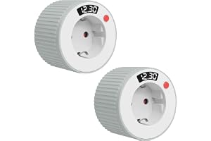 2-pack mekaniska timers, AC 230 V, 16 A, 3680 W, nedräkningsuttag med LED-display, 24 timmars digital timer, daglig eluttag f