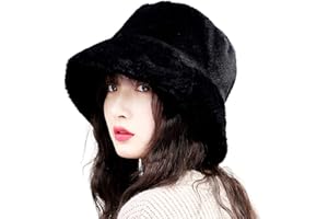 LLZ.COQUE Damen Hut Winter Weiche Kunstpelz Flauschige Fischerhut Breite Krempe Fellmütze Winter Warme Mütze für Mädchen