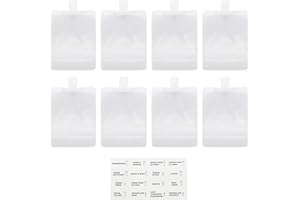 RIIEYOCA 8 pezzi borse da viaggio fluide portatili, borse per imballaggio cosmetico trasparenti a tenuta stagna per shampoo/gel doccia/disinfettante per le mani borsa divisoria(FR,200ml)