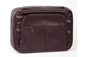 DICKSONS Large Burgundy Leather Like Reinforced Bible Cover Case with Handle and Stationary