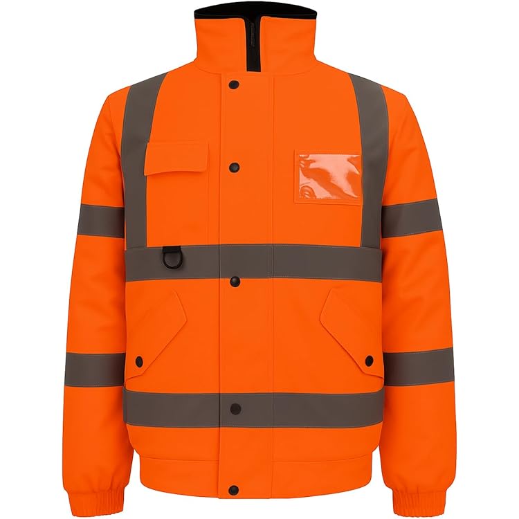 Men Hi Vis Viz Bomber Jacket High Visibility Waterproof Workwear Padded Quilted | UK - View #9