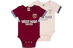 West Ham United FC Baby Bodysuit Vests 2 Pack - Official Football Gift for Infants