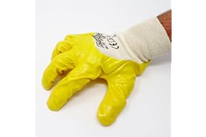 SBS® Rękawice nitrylowe | 12 par | żółte | rozm. 10 XL | z paskiem z dzianiny rękawiczki nitrylowe | rękawice robocze