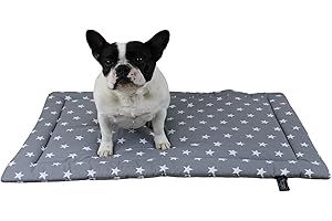 ‎HS-HUNDEBETT Made in Germany rutschfeste Hundedecke Sommer, Sterne Grau, 45x65cm für kleine & große Hunde I weiche Kuscheldecke, waschbar, trocknergeeignet