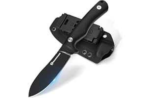 DRACHENADER SHADOW Coltello a lama fissa, lunghezza lama 9, 7 cm Coltello da sopravvivenza outdoor, acciaio inox D2 Full Tang, Nessmuk Coltello da cintura con fodero in Kydex, completamente nero