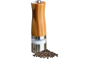 LAGUIOLE - LAGUIOLE - Moulin A Poivre Electrique Broyeur En Bois de Bambou Réglable Pour Gros Sel Condiment Epices Lame en Acier Inoxydable Lumière LED Distributeur d'Epices Marron Clair 20 cm - Bambou - Marron