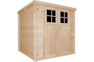 TIMBELA M309F+M309G Casetta da Giardino in Legno per Esterni CON PAVIMENTO TRATTATO - A200x204x204 cm/3.53 m2 - con porta con serratura di alta qualità - Piccola Casetta in Legno, Rimessa Attrezzi