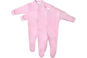 BABAN BABY Baby Sleepsuits, Baby Grow, Cotton Babygrows for Boys or Girls, Baby Sleepwear, British Made, 2 Pack