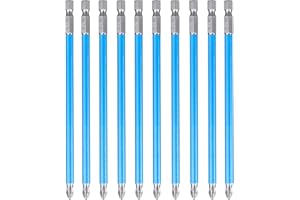 Treki 10PCS Puntas de Destornillador Magnético PH2 Cruz Puntas Magnéticas de Aleación de Acero Largas Puntas de Impacto Antideslizantes S2 Destornillador de Puntas de 1/4 '' Vástago Hexagonal 150mm
