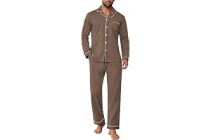 Ekouaer Pyjamasset för män ribbstickad mjuk bekväm långärmad långa byxor nattkläder myskläder