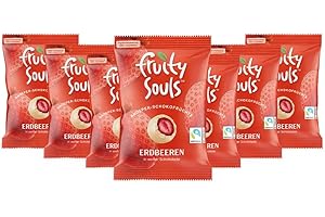 FruitySouls - Gefriergetrocknete Erdbeeren mit weißer Schokolade | 7er Pack (560g) Erdbeere Schoko weiß | Schokolierte Früchte | Gefriergetrocknete Früchte mit weißem Schokomantel | Schokofrüchte