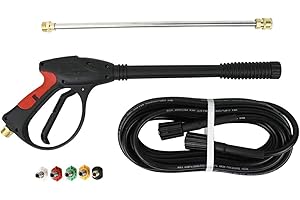 Triclicks High Pressure Power Washer Gun Spray Gun Garden Watering Sprayer + 18.5" Extension Wand + 5 Connect Nozzles + 10m Water Hose, Pressure Washer Lance for Car Wash Window Washing Home Cleaning