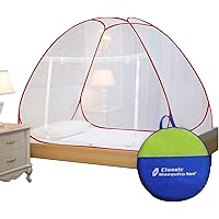 Classic Mosquito Net , Single Bed ( L200CM X W130CM X H120CM) Polyester Foldable - Red