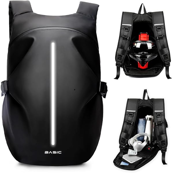 mjmoto 48L Motorfiets Rugzak Helm Tas Waterdichte Koolstofvezel Moto