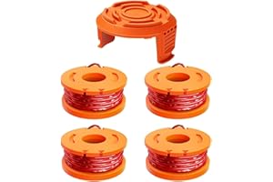 MUFUSHAN 4pcs Strimmer Spool and Line, WA0004 Grass Strimmer Spool Compatible with Worx Grass Trimmers Replace WG150, WG151, WG151.5, WG152, WG153