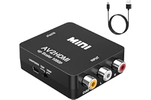 RCA to HDMI, GANA 1080P AV to HDMI Video Converter Mini RCA Composite CVBS Adapter Supporting PAL/NTSC with USB Charge Cable for PC Laptop Xbox PS4 PS3 TV STB VHS VCR Camera DVD