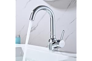 BuntHaus Rubinetto da Bagno Girevole a 360°, Miscelatore per Lavabo Monocomando in Acciaio Inossidabile 304, Rubinetti Bagno con 60cm Tubo, Cromato
