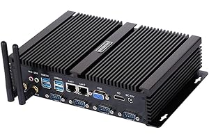 HUNSN Fanless Industrial PC, Mini Computer, Intel Core I5 3317U, Windows XP / 11 Or Linux Ubuntu, IM02, WiFi, BT, VGA, HDMI, 2 x LAN, 4 x COM RS232, 4 x USB2.0, 4 x USB3.0, 8G RAM, 128G SSD