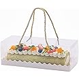 YankMooM 10 Pcs Clear Swiss Roll Cake Box,27.5 x 11 x 9.5cm Large Transparent Cake Box Rectangle Dessert Boxes with Handle for Cake Bakery Party Christmas and Wedding Party Favors